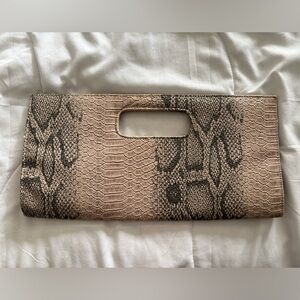 Source Unknown Snake Print Clutch - Tan and Black